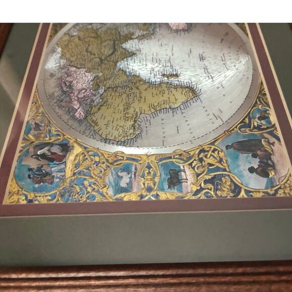 Framed World Map Foil Print | 7.5”x5.5” | Vintage Polar Projection Art - Picture 4 of 5